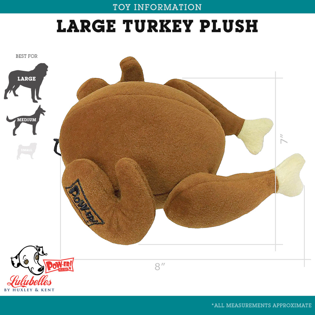 Lulubelles Power Plush Stuffed Turkey Dog Toy - Large