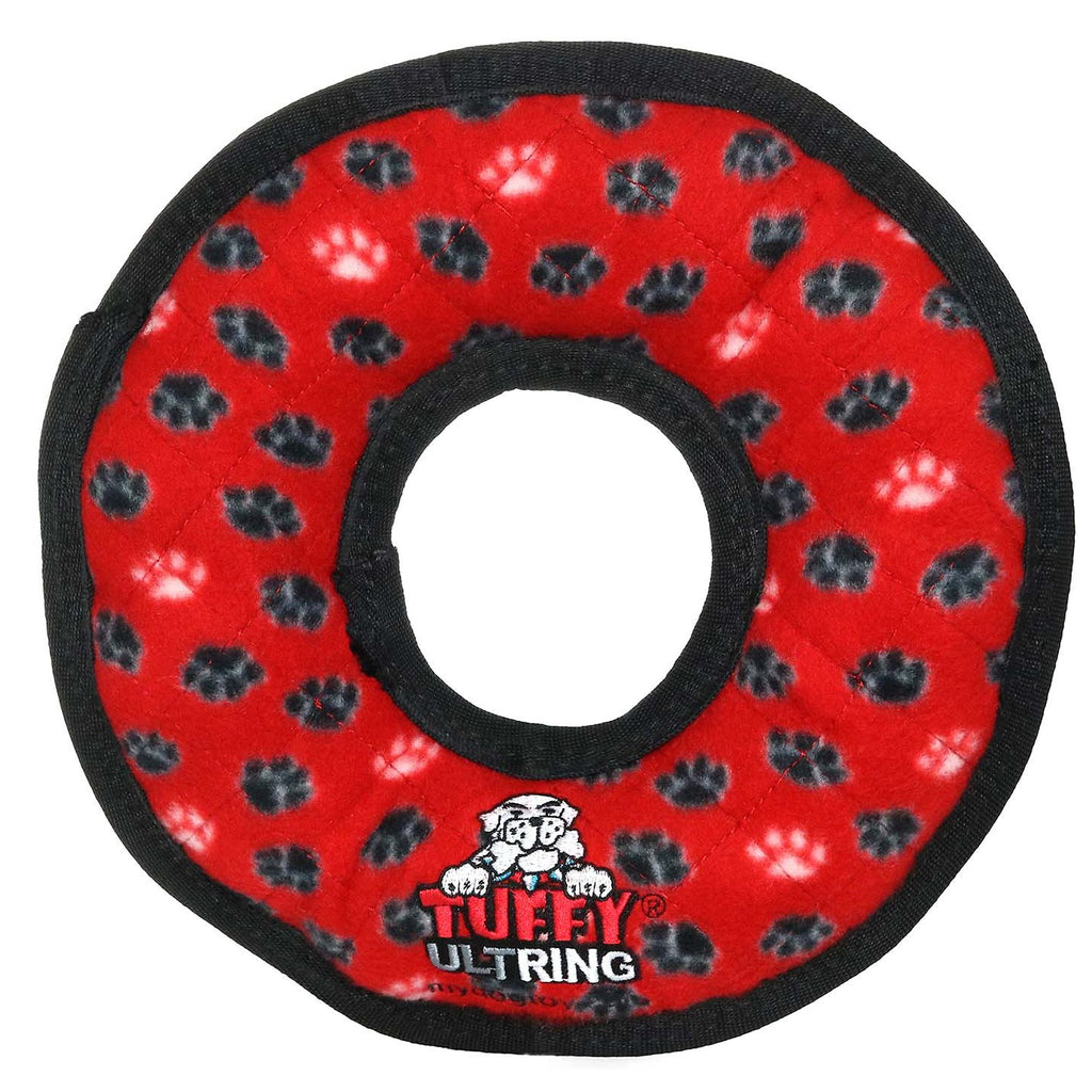 Tuffy Ultimate Ring Dog Toy - Red Paws