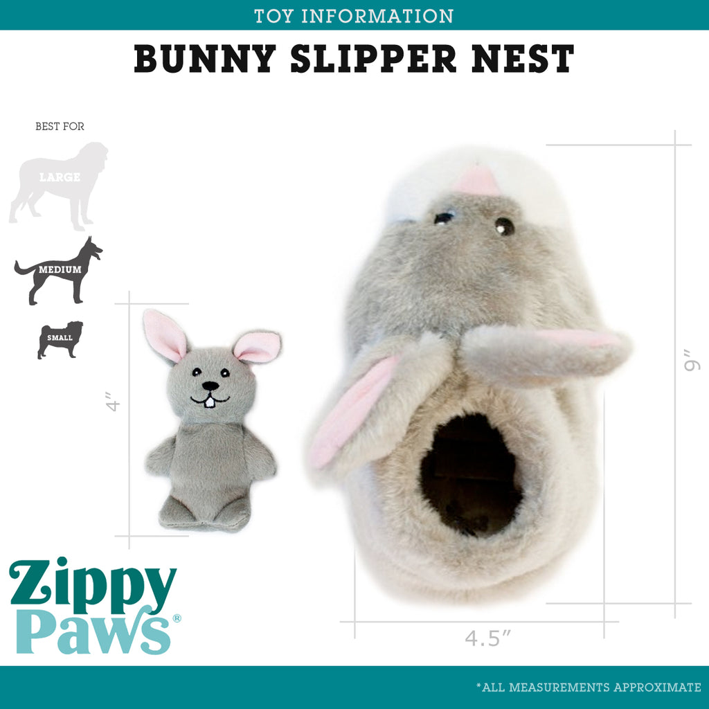 Zippy Paws Bunny Slipper Nest Plush Interactive Dog Toys