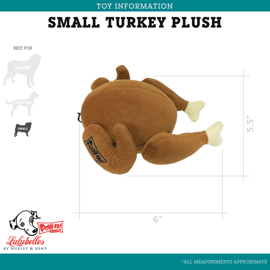 Lulubelles Power Plush Stuffed Turkey Dog Toy - Small