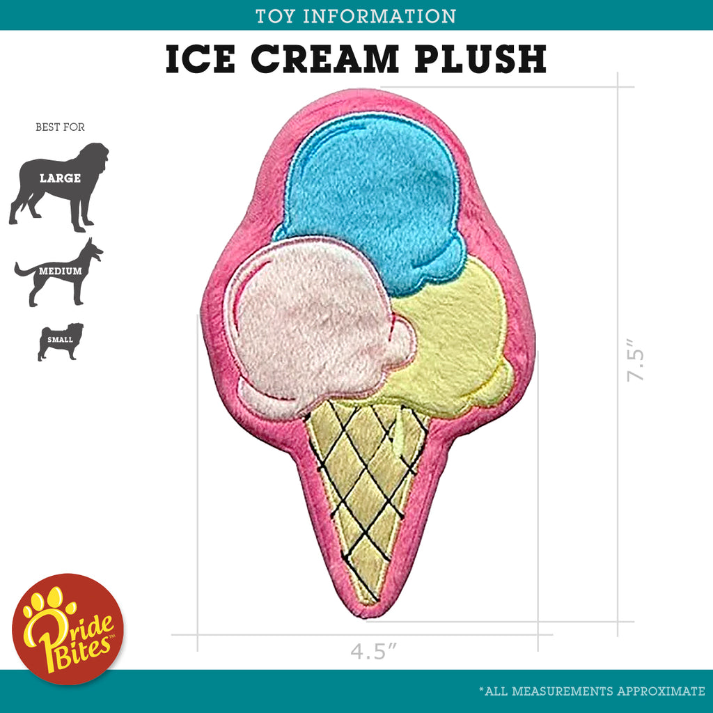 PrideBites Ice Cream Cone Durable Dog Toy
