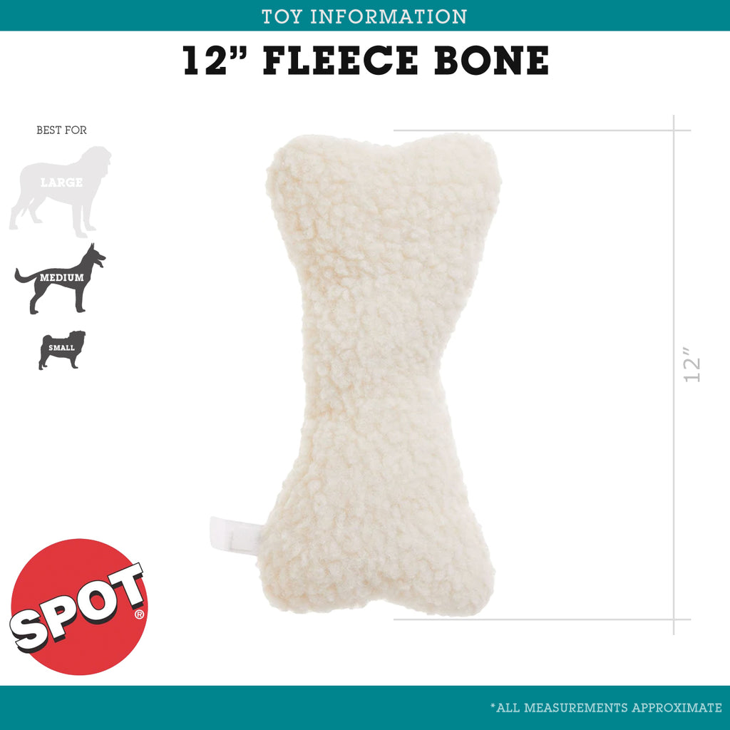 SPOT Vermont Fleece 12" Bone Dog Toy