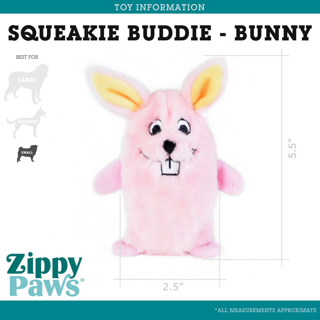 Zippy Paws Squeakie Buddie Pink Bunny Dog Toy