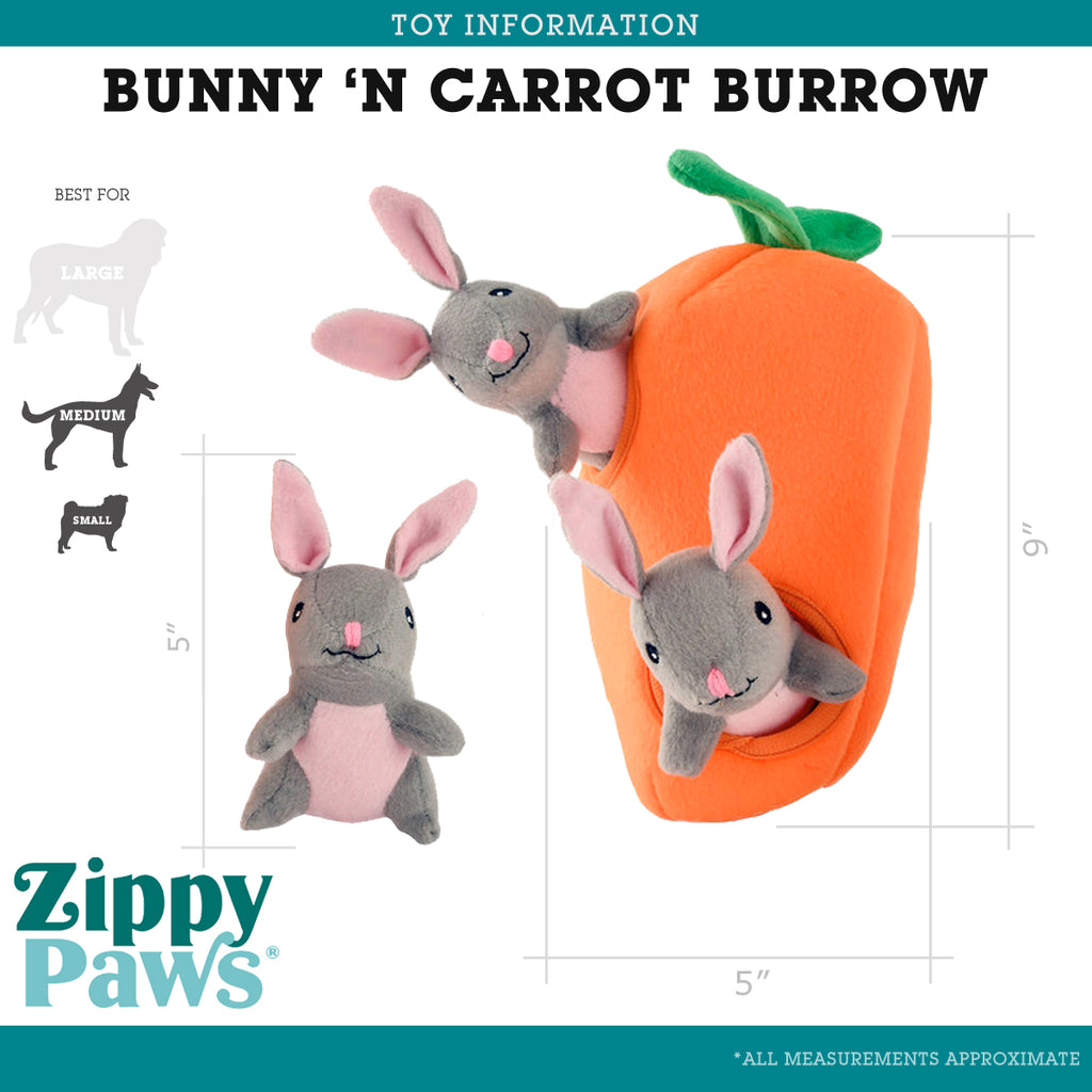 Zippy Paws Bunny ‘n Carrot Burrow Interactive Dog Toy