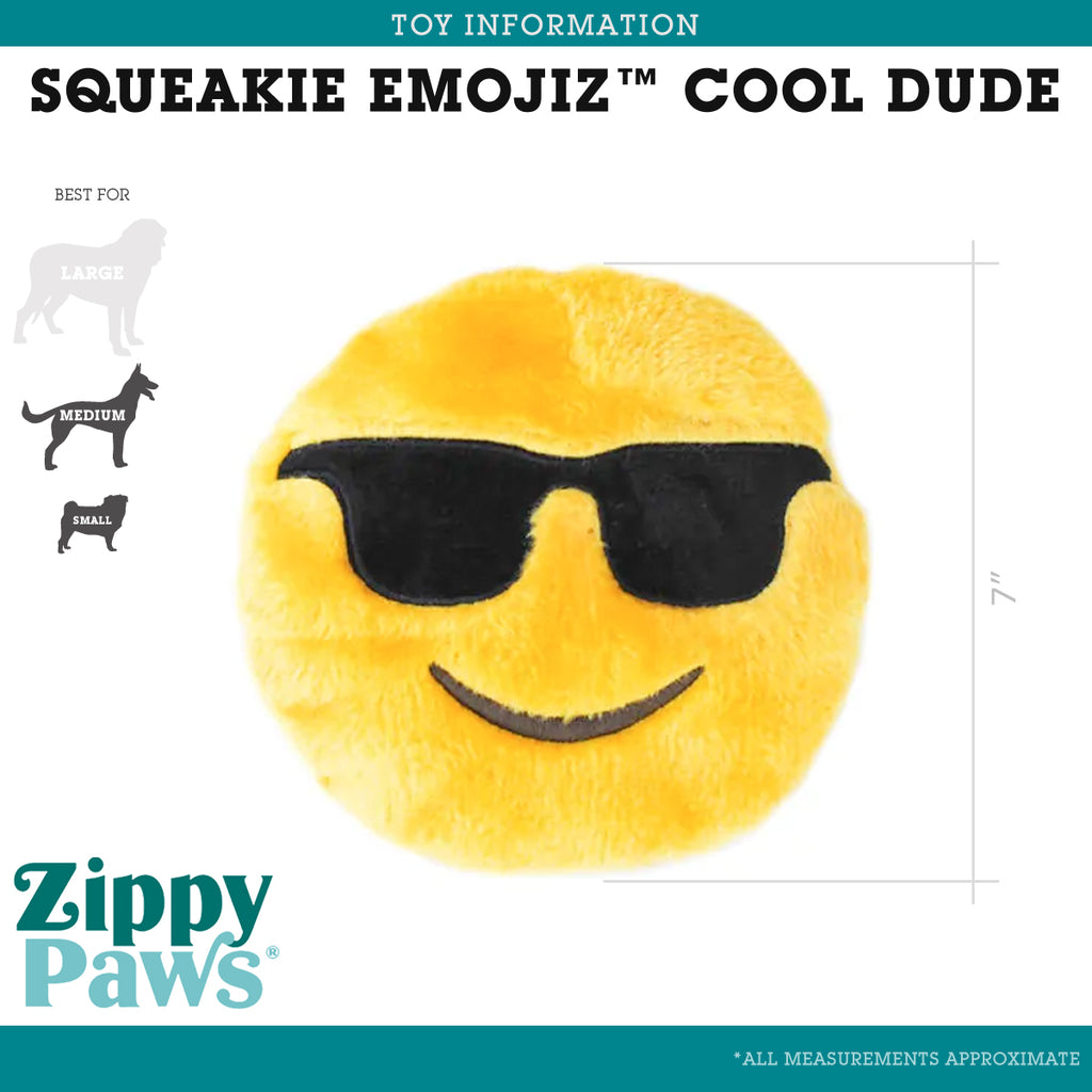 Zippy Paws Squeakie Emojiz Cool Dude Plush